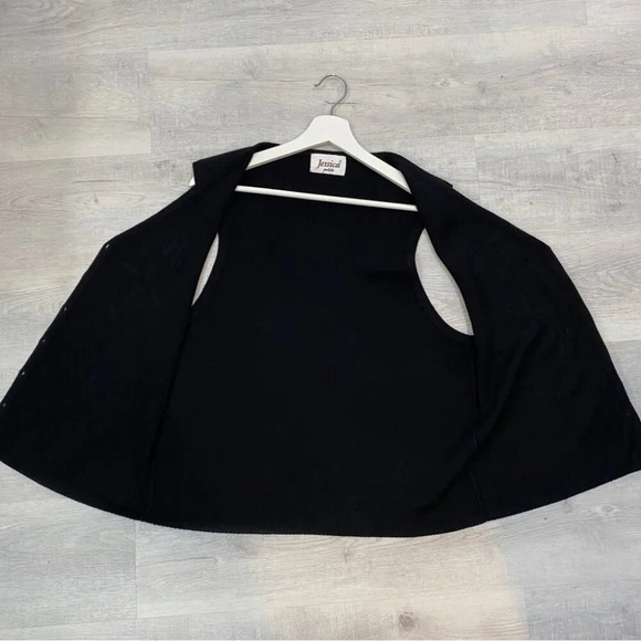 Jessica Petite Vintage Grandmacore Delicate Beaded Button Up Knit Black Cardigan - Picture 14 of 16